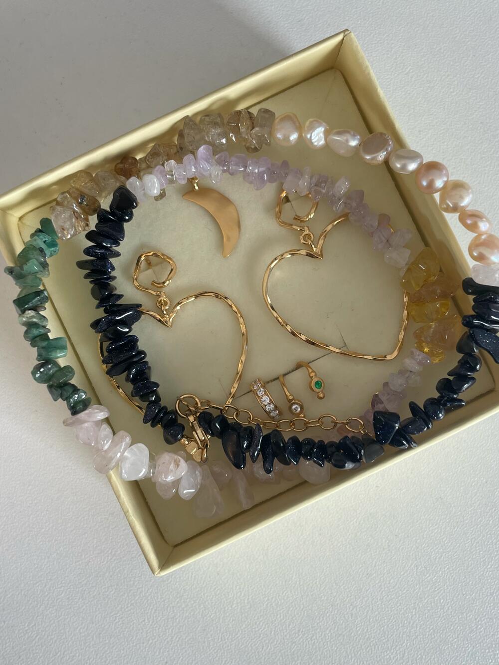 Funky Heart ørering - forgyldt